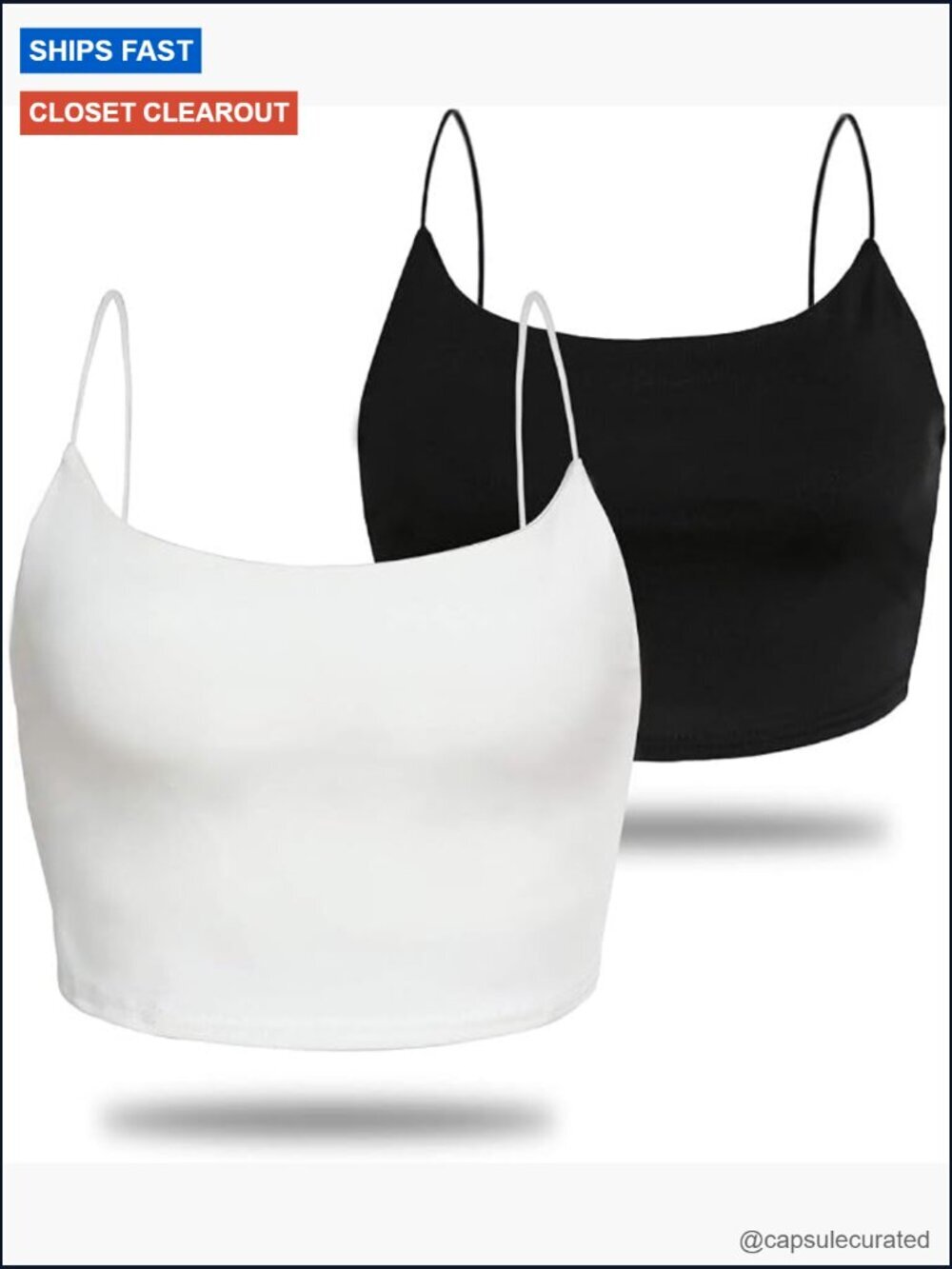 Women's Solid Cami Spaghetti Double Layer Crop Tank Top